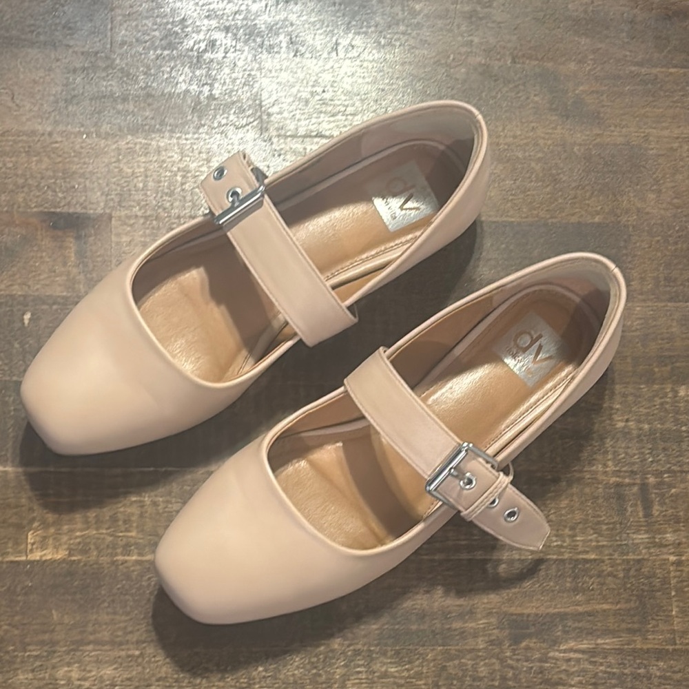 Dolce Vita Tan Ballet Flats with Silver Buckle